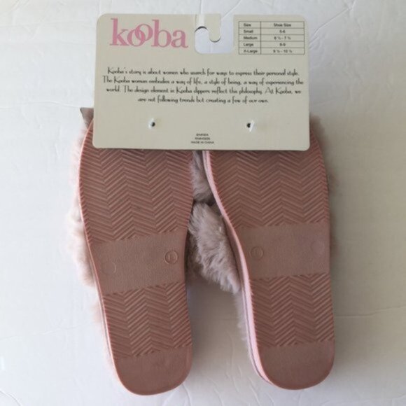 Kooba Memory Foam Soft Faux Fur Slippers Blush Natural Sz- 8-9 - Picture 3 of 6